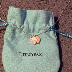 Authentic Tiffany & co mini double heart necklace